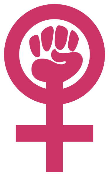 the feminine symbol with a fist.